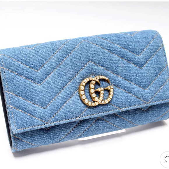 Gucci Marmont Denim Pearl Wallet - Picture 7 of 12